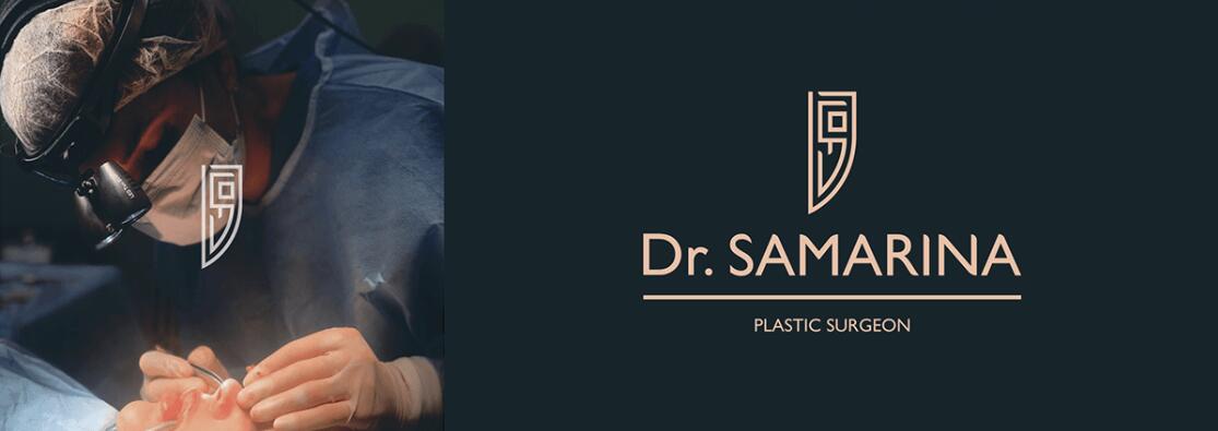 Dr.samarina 美容整形診所醫(yī)院logo設(shè)計(jì)，“字母DSO+手術(shù)刀”圖形創(chuàng)意