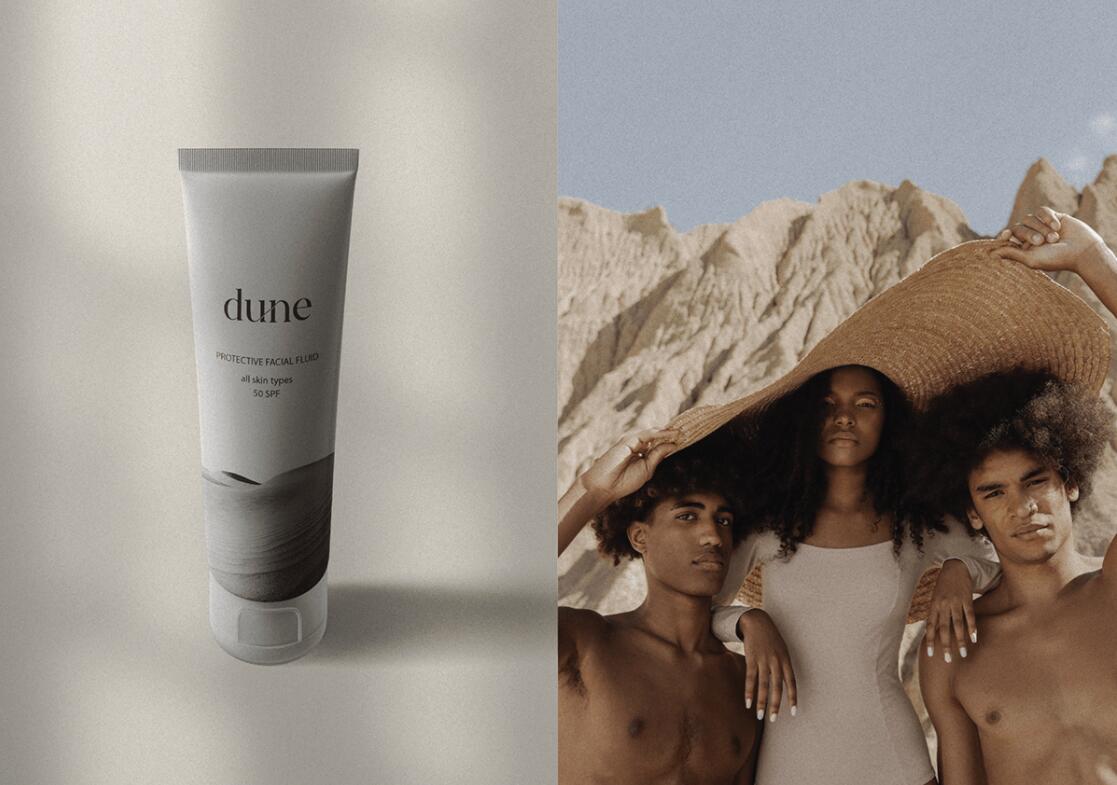 DUNE 防曬霜護膚品化妝品包裝設(shè)計“沙漠黑白照片”