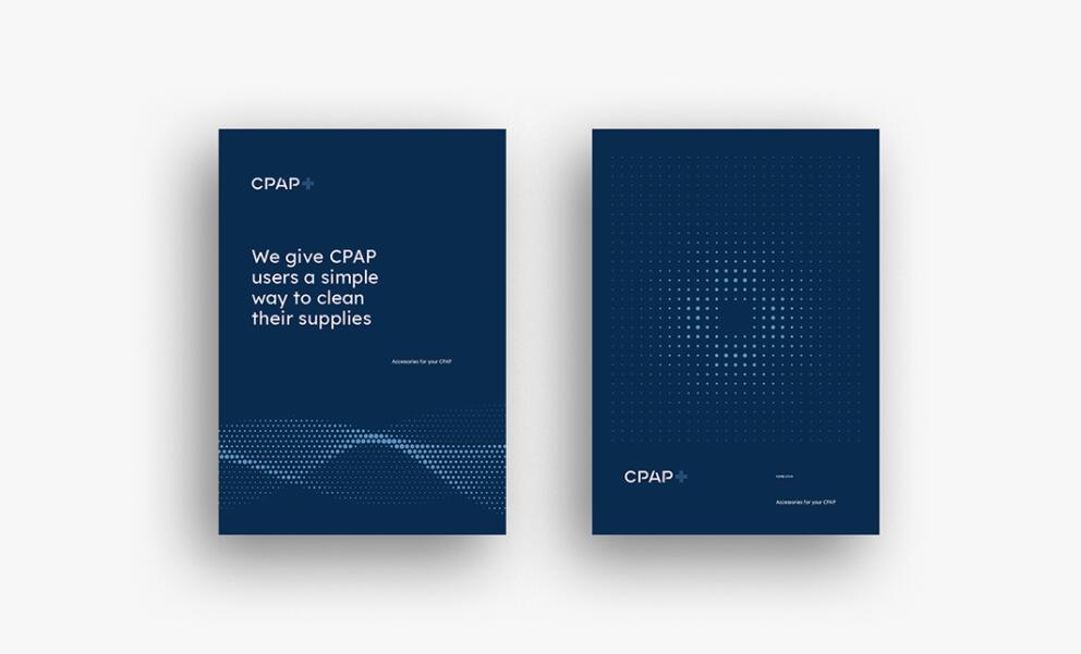 CPAP+睡眠呼吸暫停通氣治療醫(yī)療設備品牌logo設計視覺形象vi設計“圓點氣流”圖案