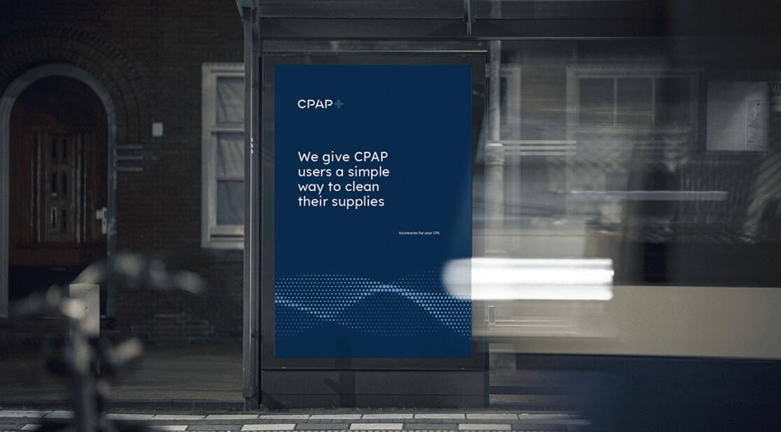 CPAP+睡眠呼吸暫停通氣治療醫(yī)療設備品牌logo設計視覺形象vi設計“圓點氣流”圖案