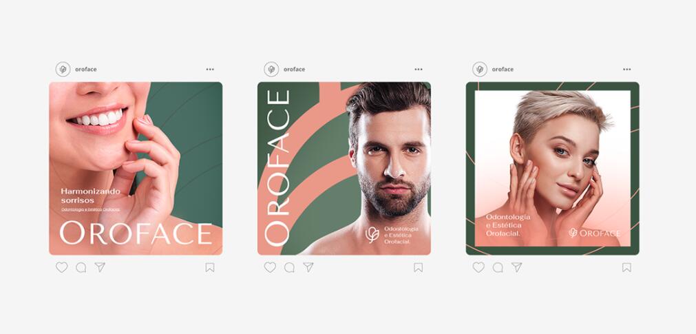 Oroface牙科牙齒矯正與口腔美容診所logo設(shè)計(jì)vi設(shè)計(jì)，花朵字母logo+粉綠配色