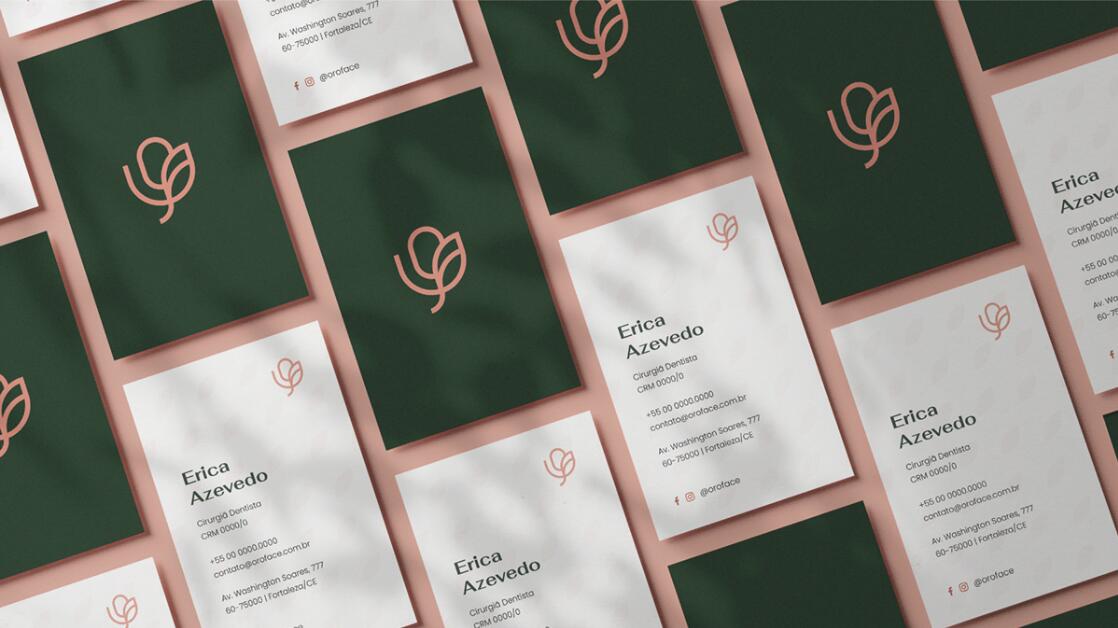 Oroface牙科牙齒矯正與口腔美容診所logo設(shè)計(jì)vi設(shè)計(jì)，花朵字母logo+粉綠配色