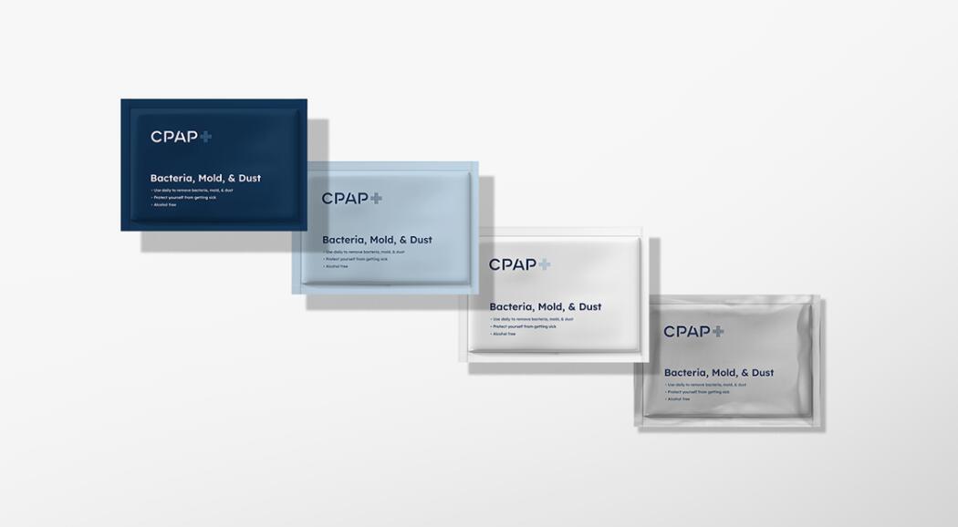 CPAP+睡眠呼吸暫停通氣治療醫(yī)療設備品牌logo設計視覺形象vi設計“圓點氣流”圖案