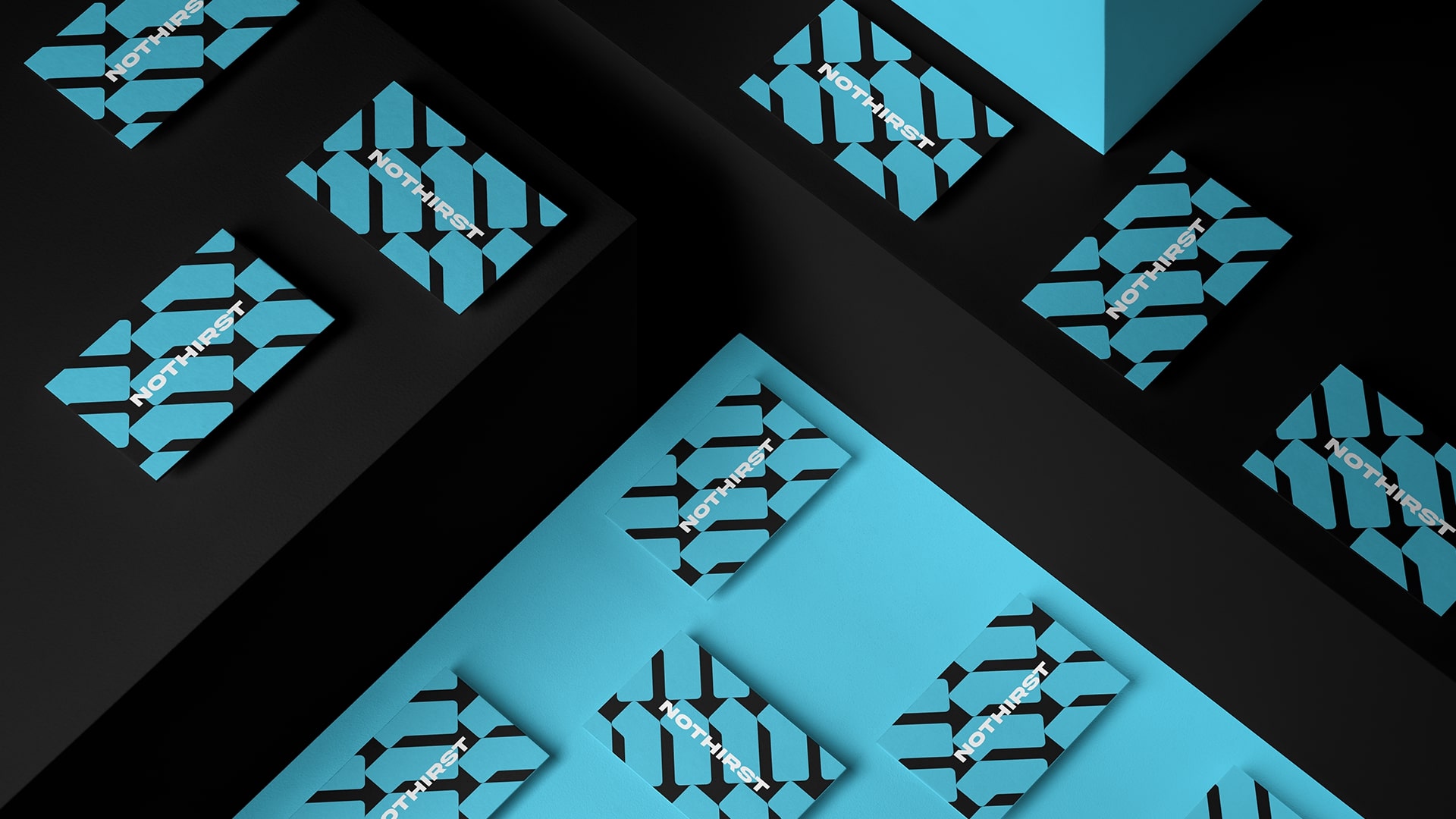 NoThirst 運(yùn)動生活方式與運(yùn)動水杯品牌形象vi設(shè)計(jì)，黑籃配色+幾何底紋輔助圖形