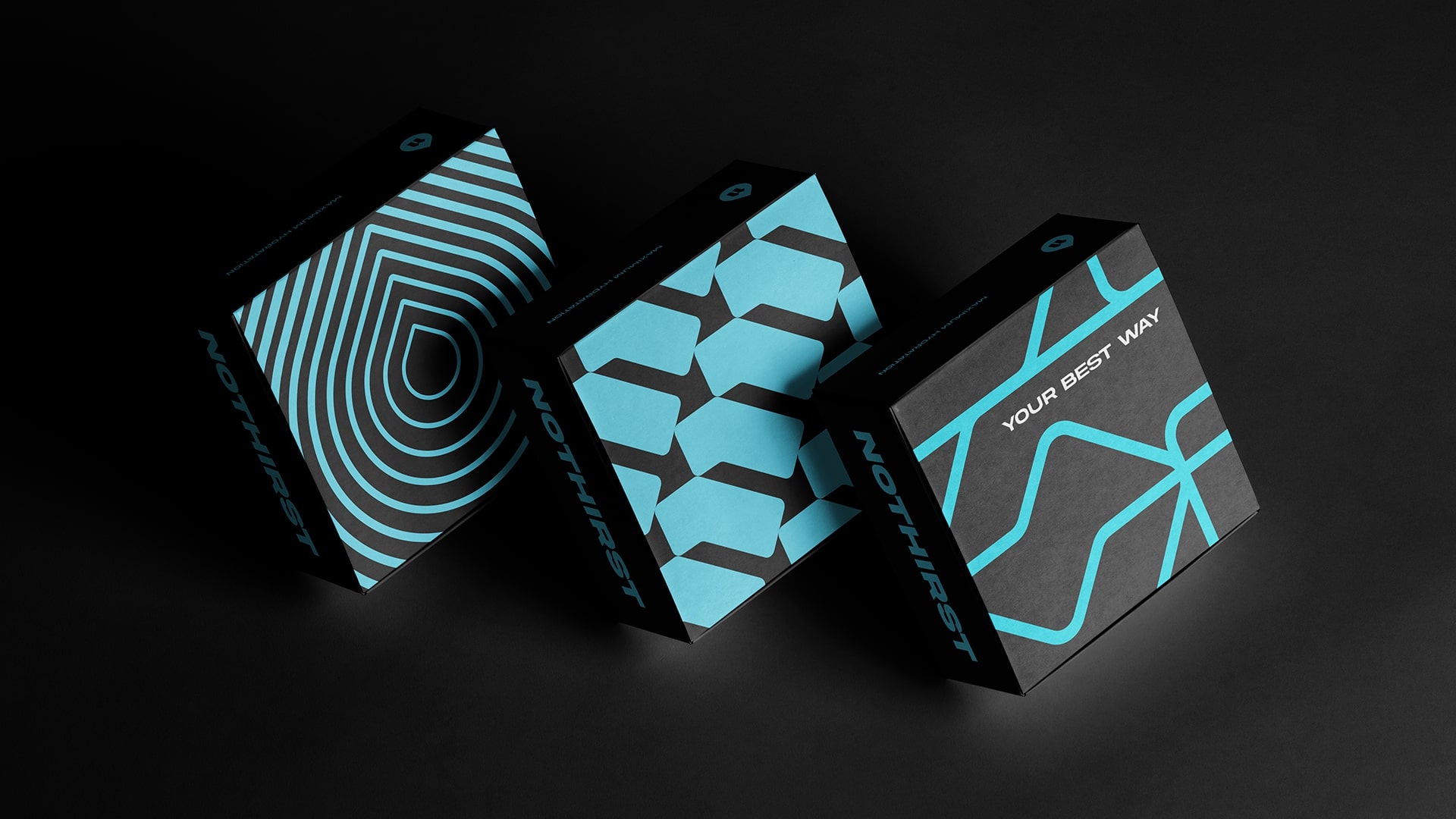 NoThirst 運(yùn)動生活方式與運(yùn)動水杯品牌形象vi設(shè)計(jì)，黑籃配色+幾何底紋輔助圖形