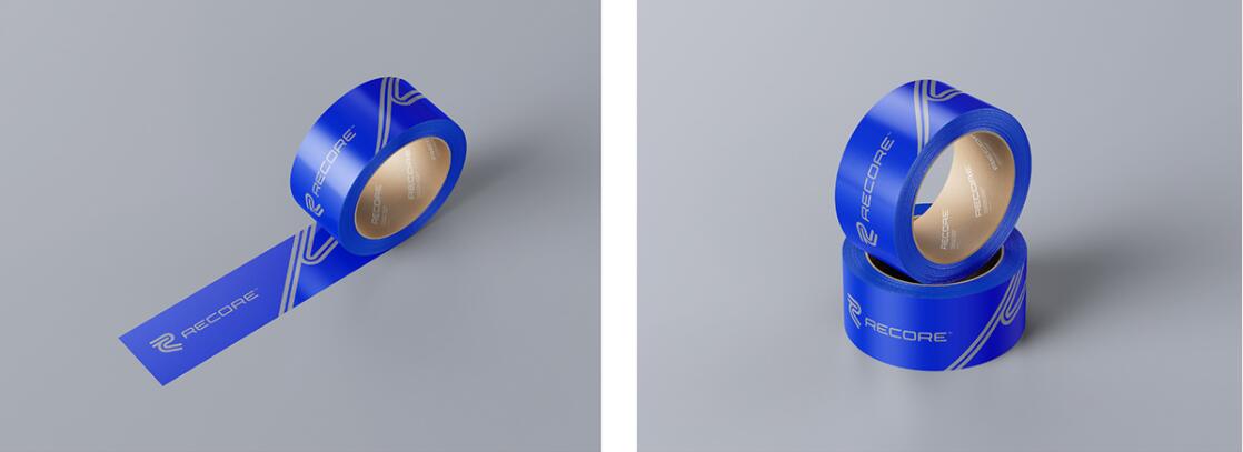 Recore 航運(yùn)公司logo設(shè)計(jì)vi設(shè)計(jì)，雙線條“R”字母與藍(lán)灰配色