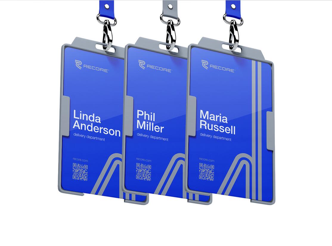 Recore 航運(yùn)貨運(yùn)物流公司logo設(shè)計(jì)vi設(shè)計(jì)，雙線條“R”字母與藍(lán)灰配色