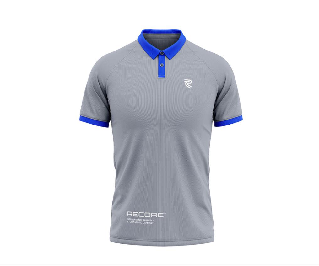 Recore 航運(yùn)貨運(yùn)物流公司logo設(shè)計(jì)vi設(shè)計(jì)，雙線條“R”字母與藍(lán)灰配色