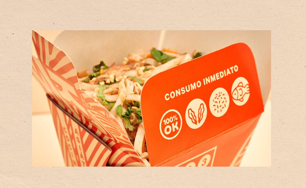 123wok餐廳餐飲外賣食品包裝盒設(shè)計“線條插畫”