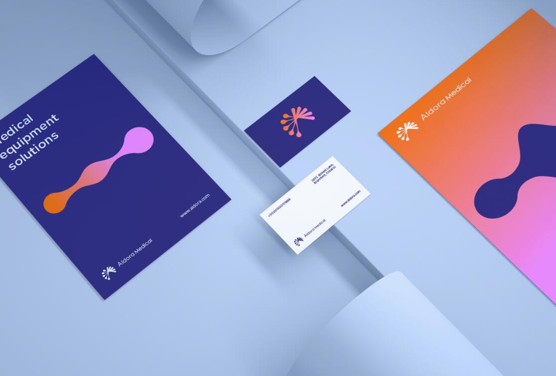 Aldora 醫(yī)療用品公司logo設計vi設計，基因重疊+字母A