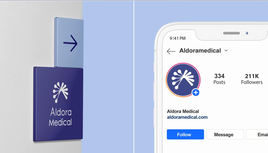 Aldora 醫(yī)療用品公司logo設計vi設計，基因重疊+字母A