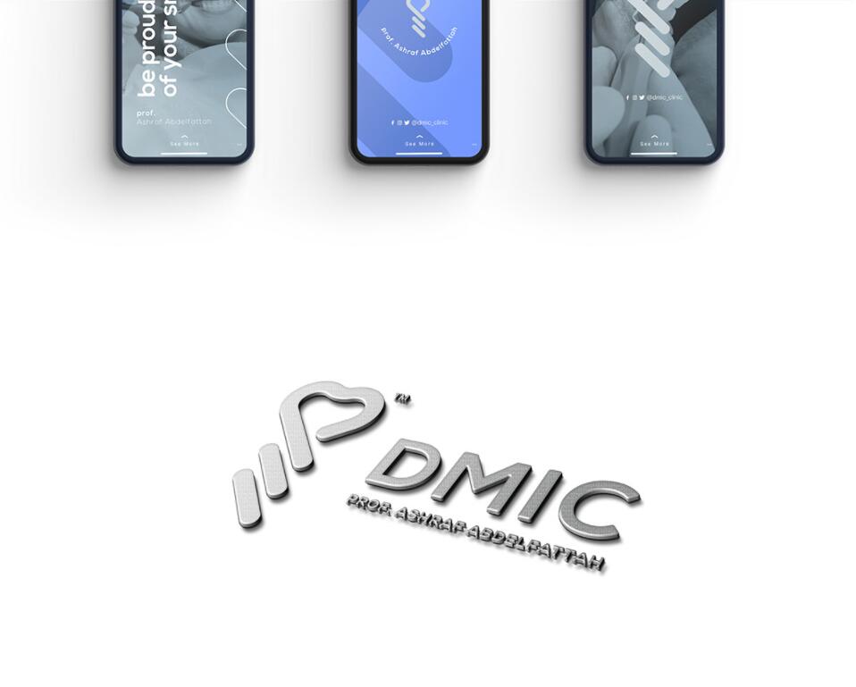 DMIC 亞科診所品牌logo-vi設(shè)計(jì)，明亮輕藍(lán)紫色搭配略灰色