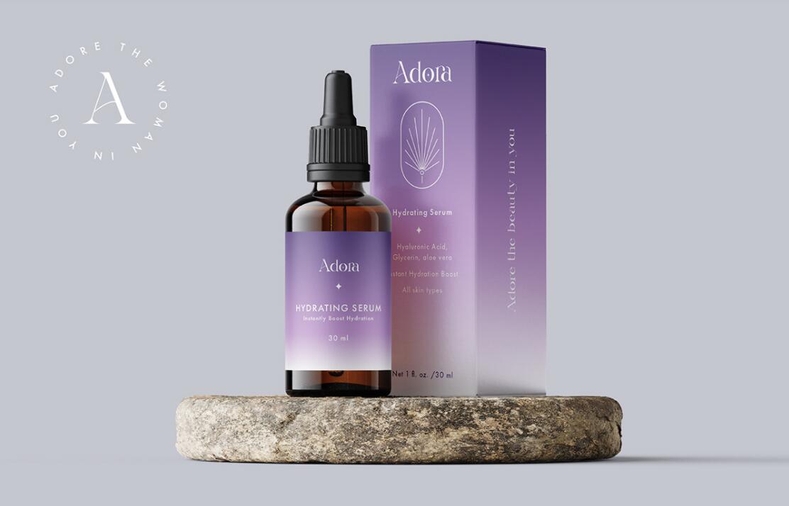 Adora護(hù)膚和美容品牌LOGO設(shè)計(jì)包裝設(shè)計(jì)，淡雅漸變風(fēng)格