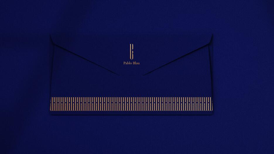 PABLO BLAU高端護膚美容會所診所logo設計品牌形象vi設計，藍金色奢華風格