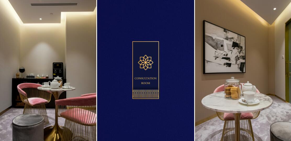 PABLO BLAU高端護膚美容會所診所logo設計品牌形象vi設計，藍金色奢華風格