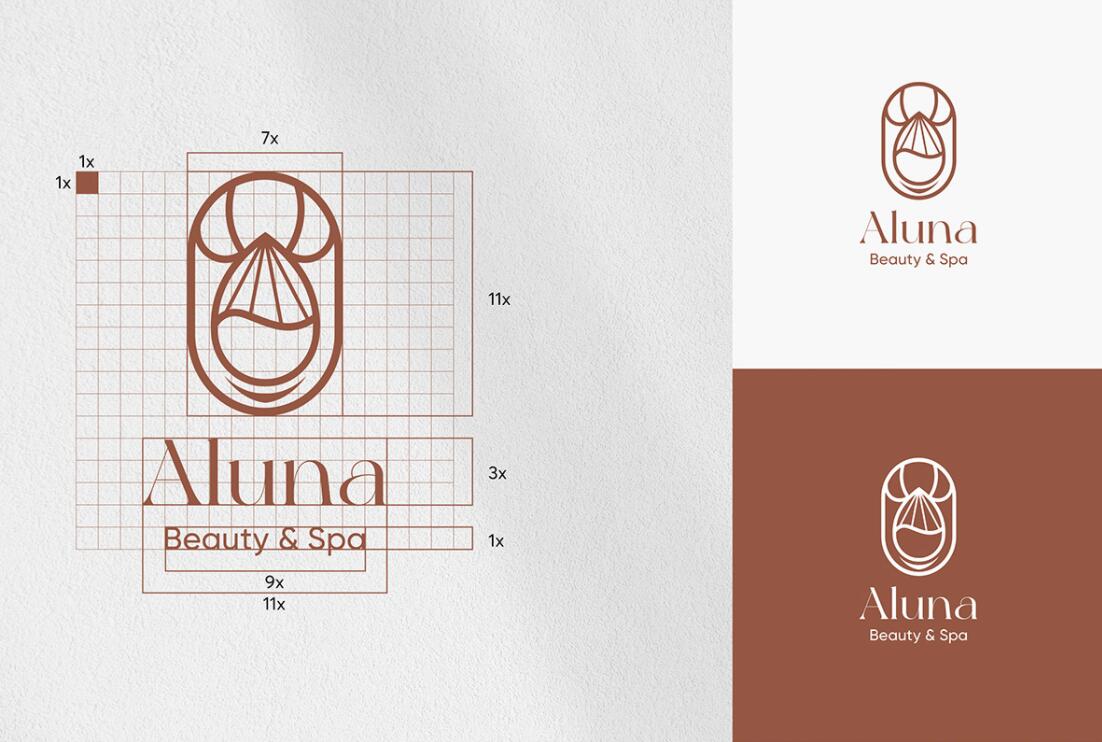 Aluna 女子美容水療保健中心logo設(shè)計(jì)品牌形象vi設(shè)計(jì)，高端優(yōu)雅放松氛圍