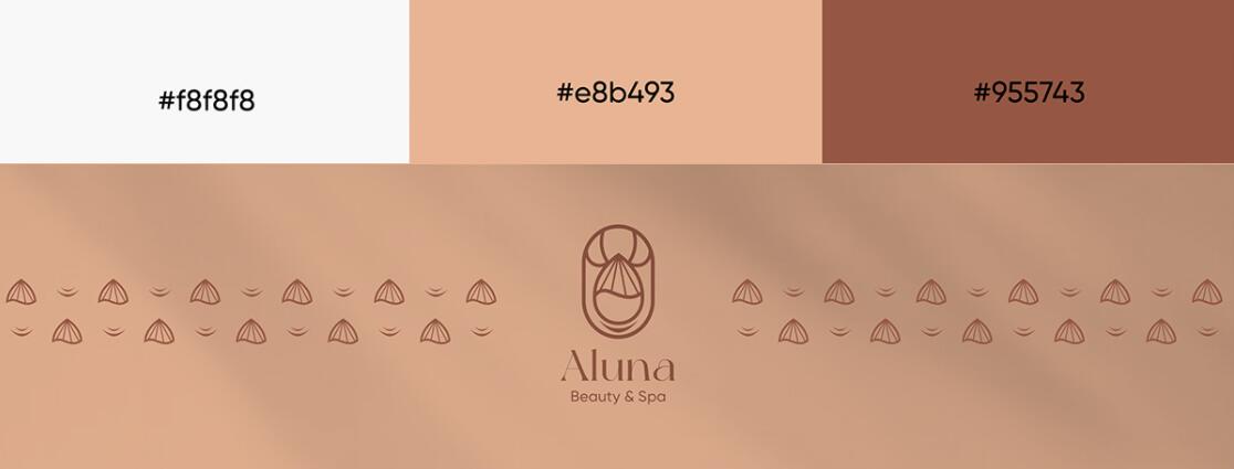 Aluna 女子美容水療中心logo設(shè)計(jì)品牌形象vi設(shè)計(jì)，高端優(yōu)雅暖色放松氛圍