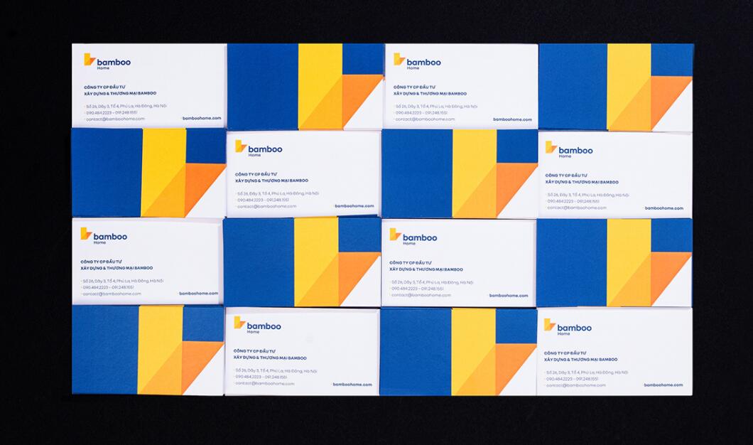Bamboo Home 建筑公司品牌vis視覺識別設(shè)計，平面幾何色塊構(gòu)建立體效果