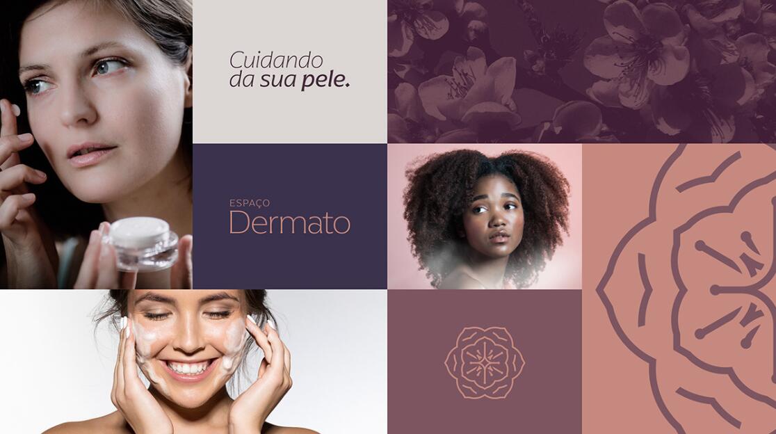 Espa?o Dermato 皮膚病醫(yī)療診所及醫(yī)美醫(yī)院logo設(shè)計(jì)vi設(shè)計(jì)，桃花元素