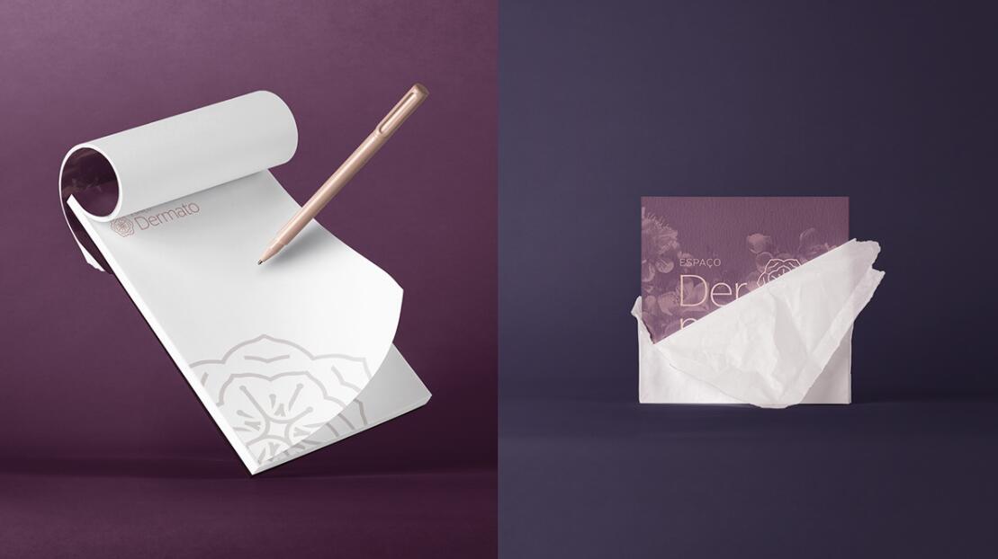 Espa?o Dermato 皮膚病醫(yī)療診所及醫(yī)美醫(yī)院logo設(shè)計(jì)vi設(shè)計(jì)，桃花元素