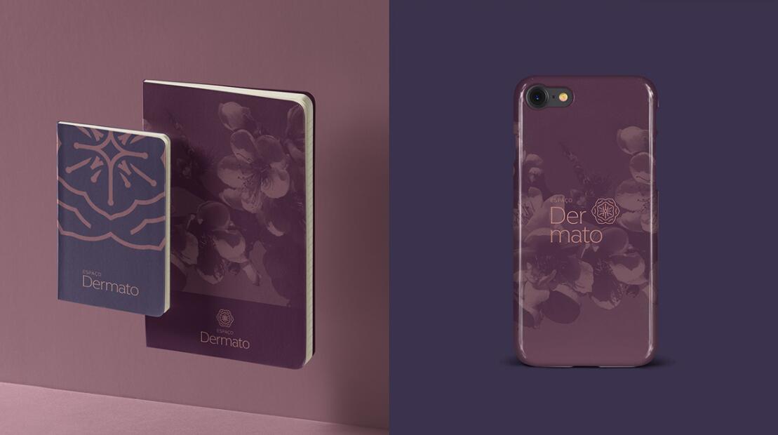 Espa?o Dermato 皮膚病醫(yī)療診所及醫(yī)美醫(yī)院logo設(shè)計(jì)vi設(shè)計(jì)，桃花元素