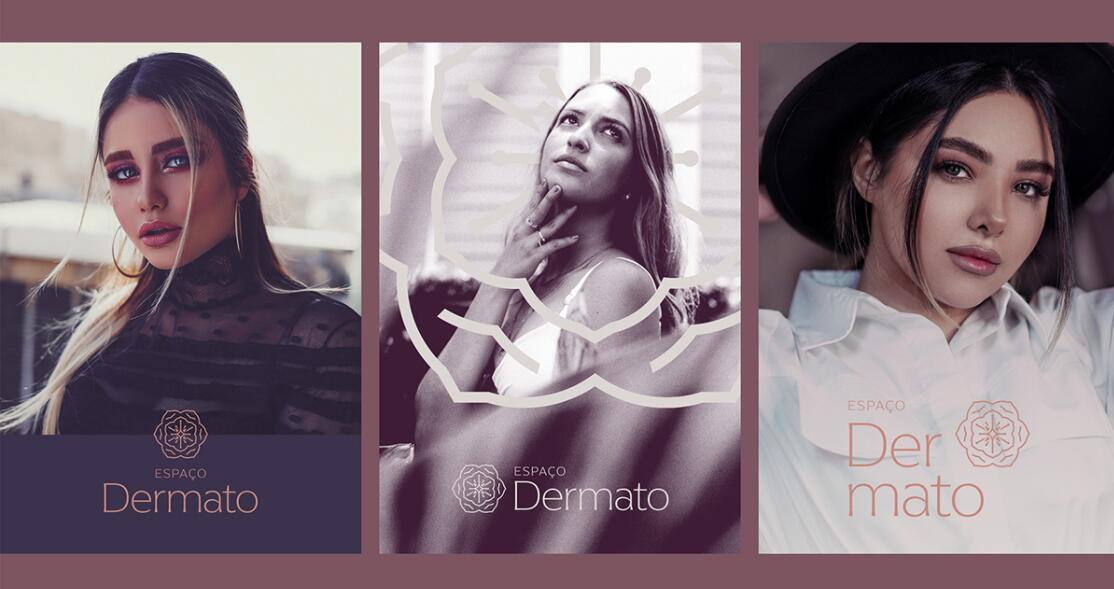 Espa?o Dermato 皮膚病醫(yī)療診所及醫(yī)美醫(yī)院logo設(shè)計(jì)vi設(shè)計(jì)，桃花元素