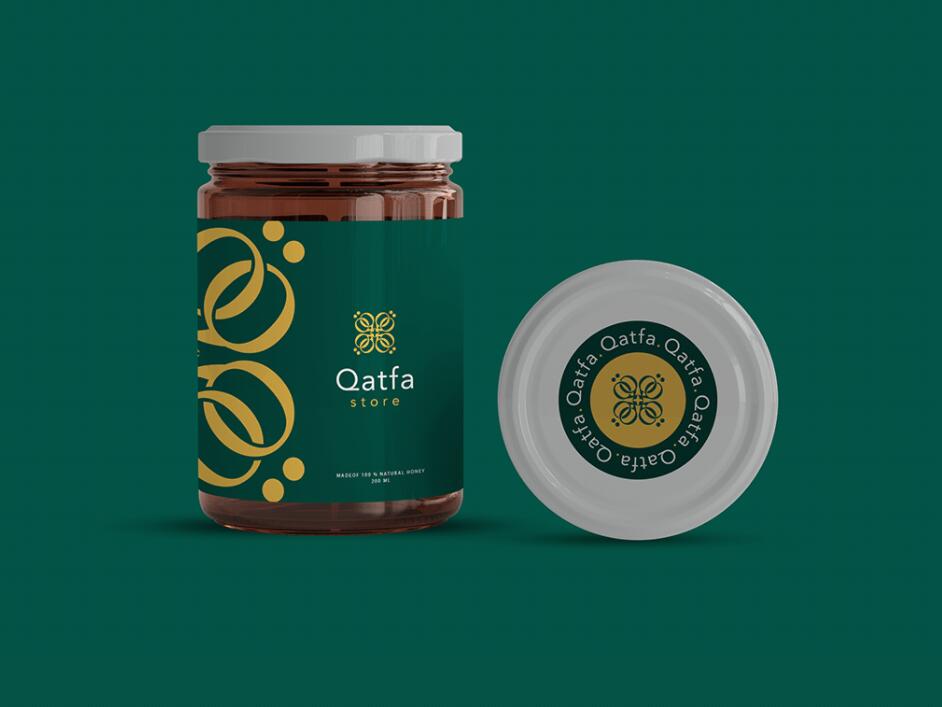 Qatfa 蜂蜜在線商店對(duì)稱Q字母logo設(shè)計(jì)產(chǎn)品包裝設(shè)計(jì)