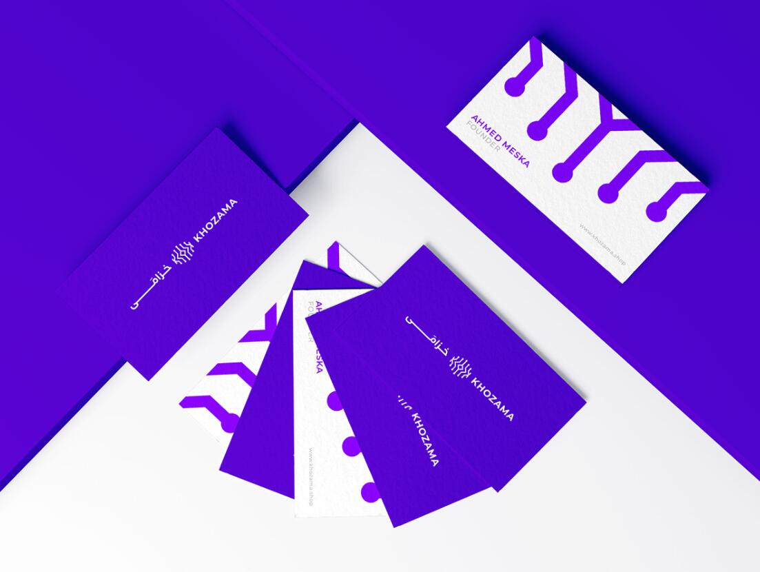 Khozama數碼科技電子產品在線商店品牌logo設計vi設計，“字母k+電路”圖案