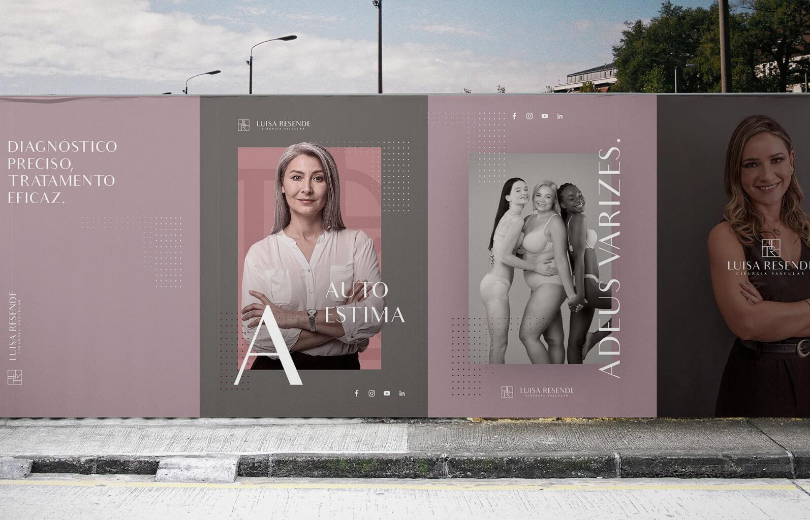 Luisa Resend 博士醫(yī)學(xué)美容診所logo設(shè)計LR組合與暗粉灰vi設(shè)計