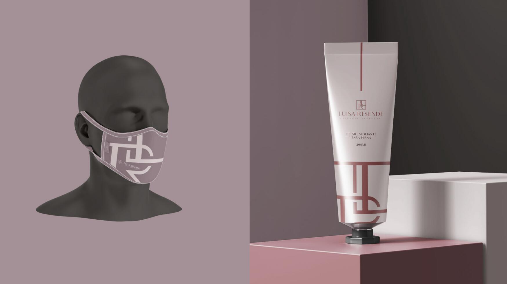 Luisa Resend 博士醫(yī)學(xué)美容診所logo設(shè)計LR組合與暗粉灰vi設(shè)計