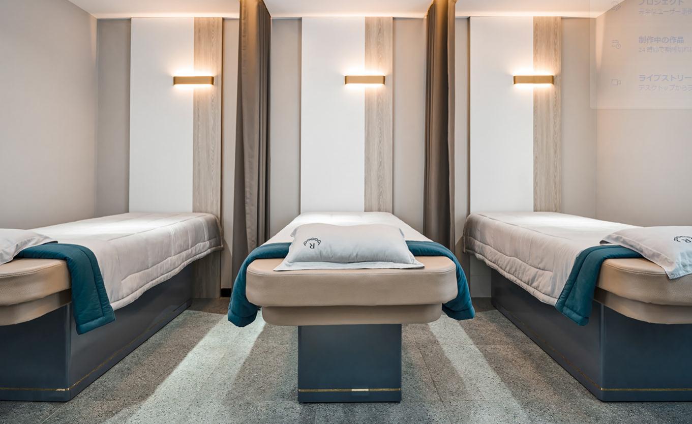 Ruco非手術(shù)美容與皮膚護(hù)理醫(yī)療logo設(shè)計vi設(shè)計。青黑色金色奢侈風(fēng)與循環(huán)交叉線條-醫(yī)療中心內(nèi)部空間設(shè)計