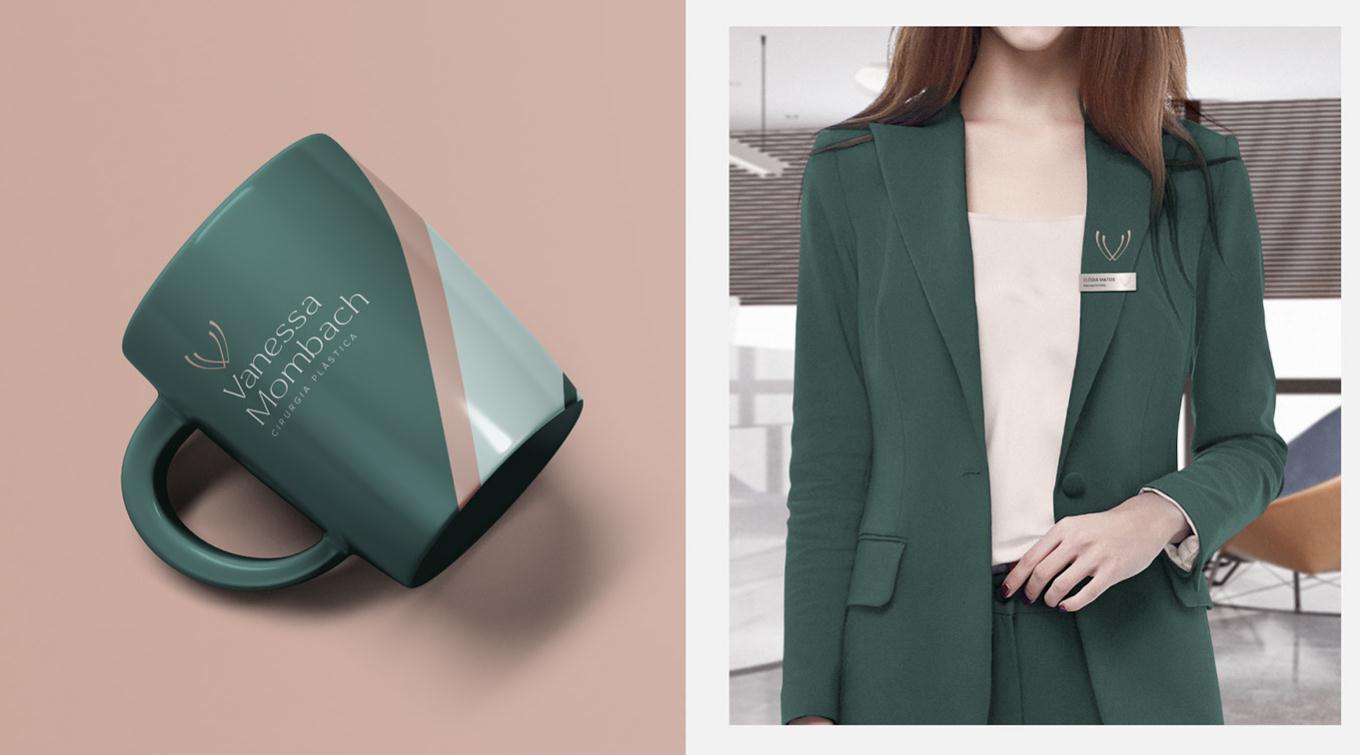 Vanessa 中老年女性美容整形醫(yī)生品牌vi形象設(shè)計(jì)logo設(shè)計(jì)。V字母識(shí)別與綠淺綠粉三色