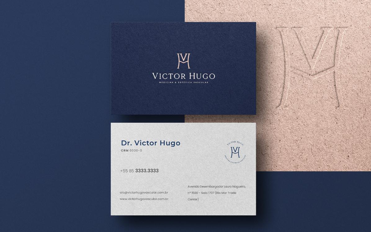 ViH血管醫(yī)學(xué)私人診所品牌識(shí)別logo設(shè)計(jì)，皇家深藍(lán)色和玫瑰色膚色