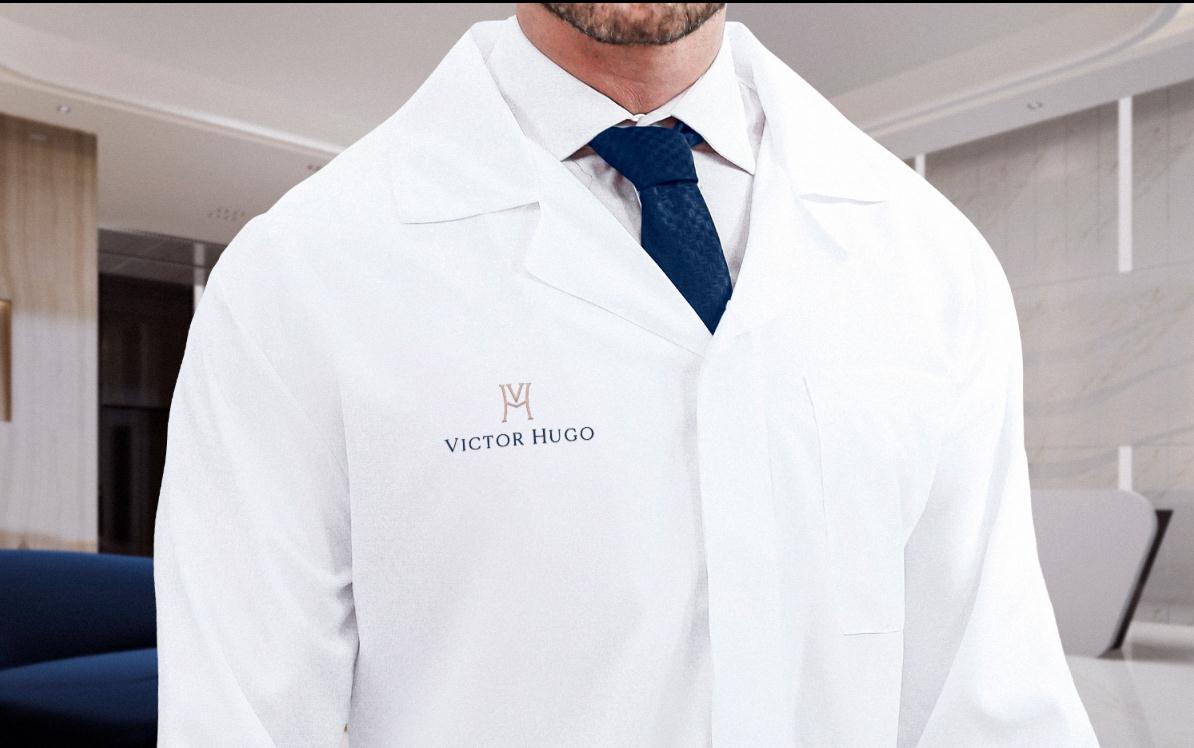 ViH血管醫(yī)學(xué)私人診所品牌識(shí)別logo設(shè)計(jì)，皇家深藍(lán)色和玫瑰色膚色