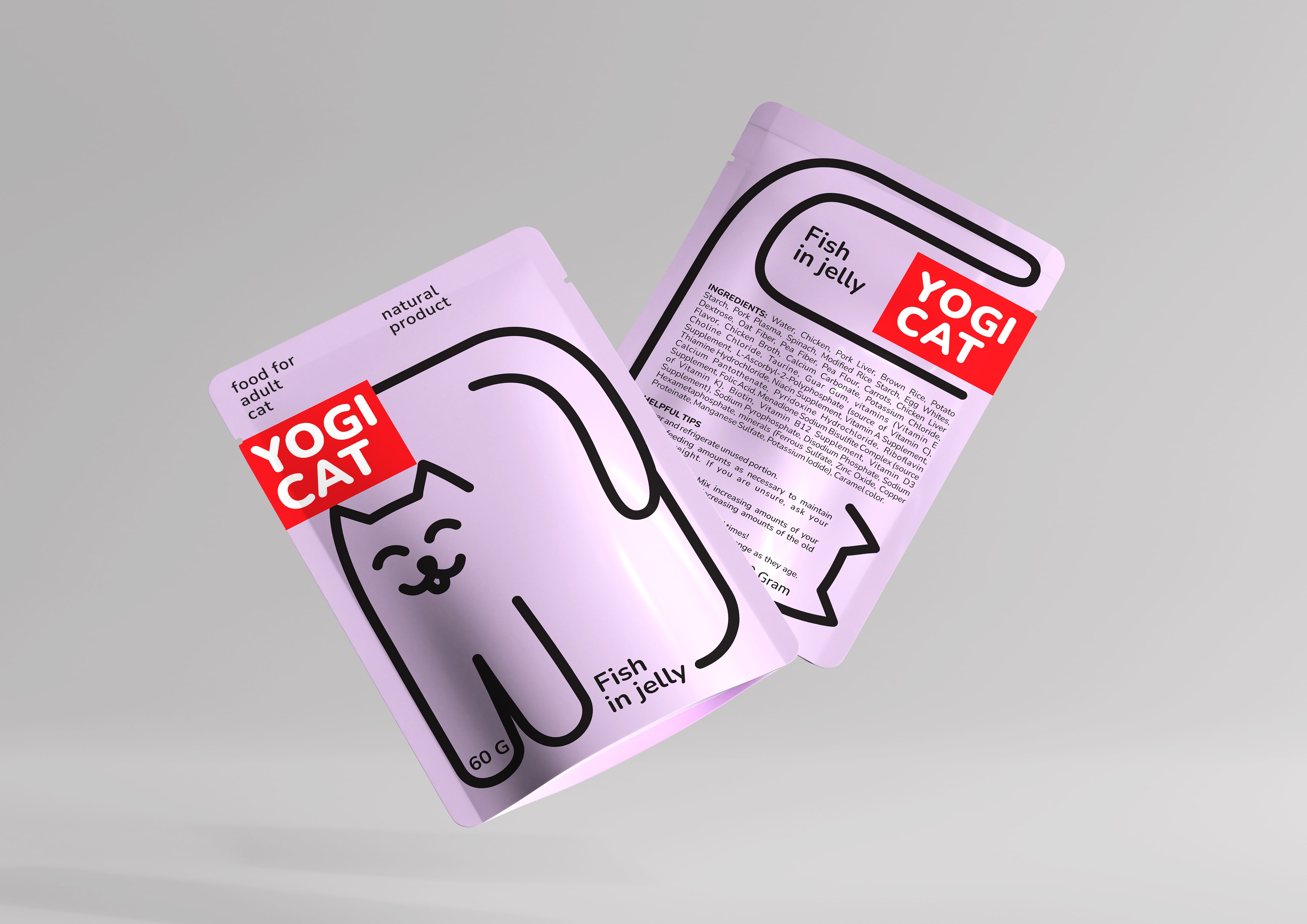 寵物食品包裝：Yogi Cat 貓咪濕糧包裝設(shè)計(jì)“極簡線條插畫”