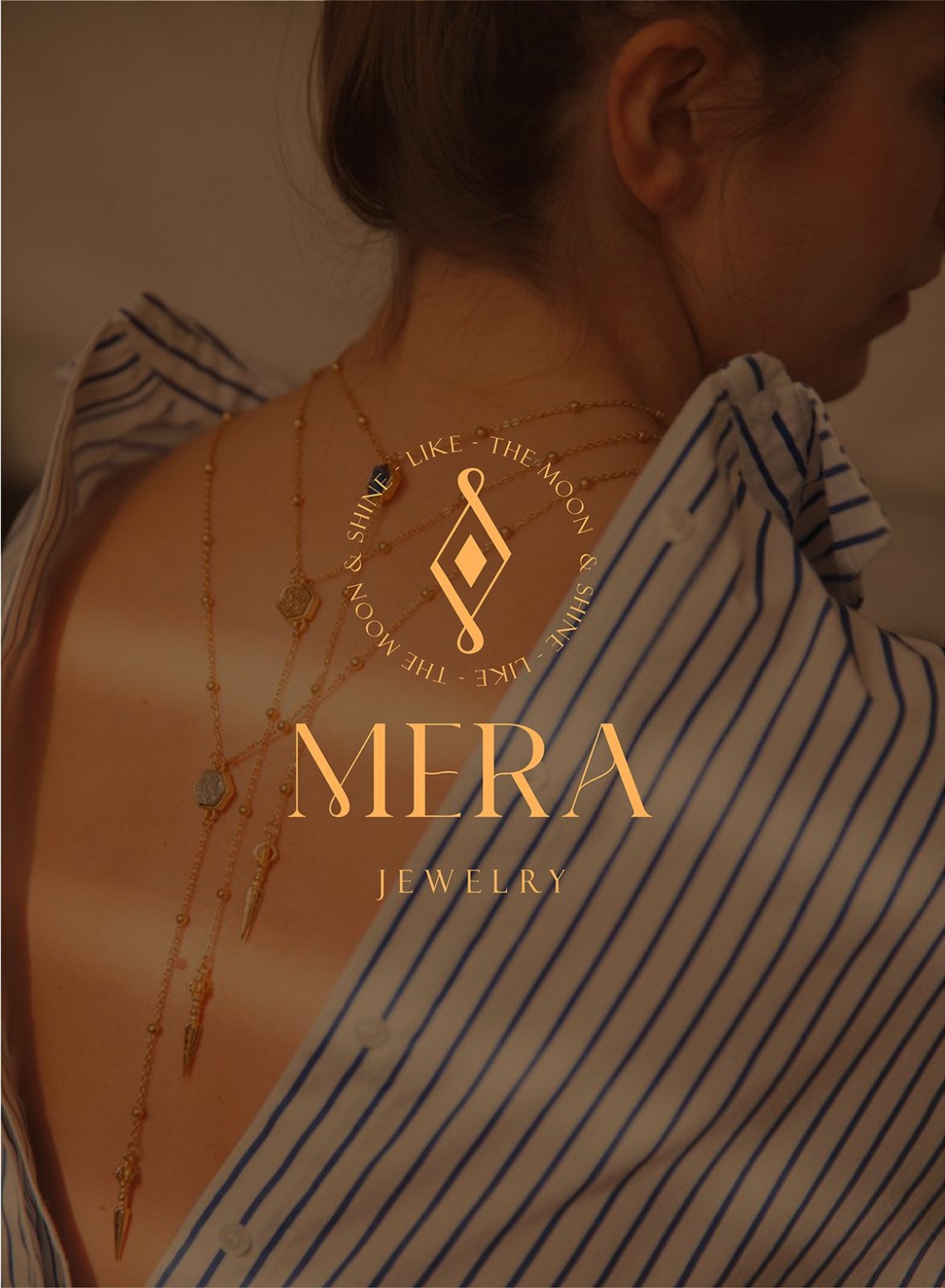 Mira Jewelry珠寶品牌logo設(shè)計視覺識別vi設(shè)計,暖黃色金色