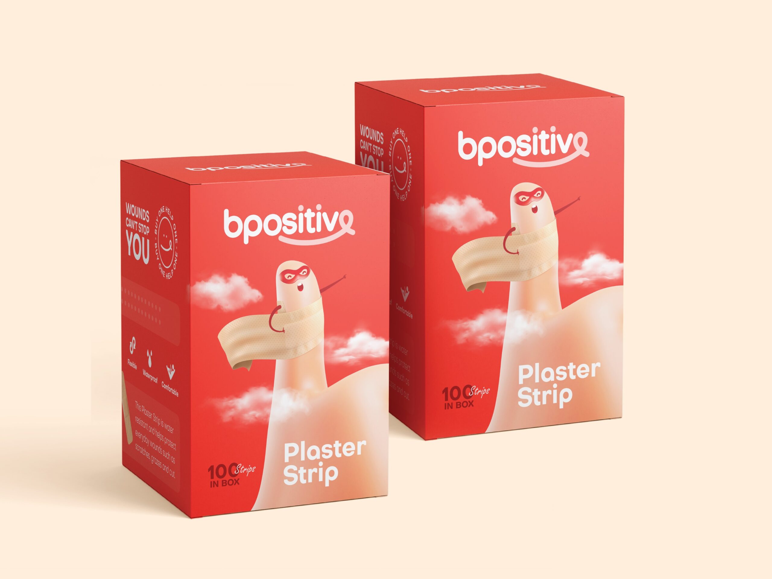 BPositive創(chuàng)可貼包裝設(shè)計(jì),3D擬人卡通手部造型