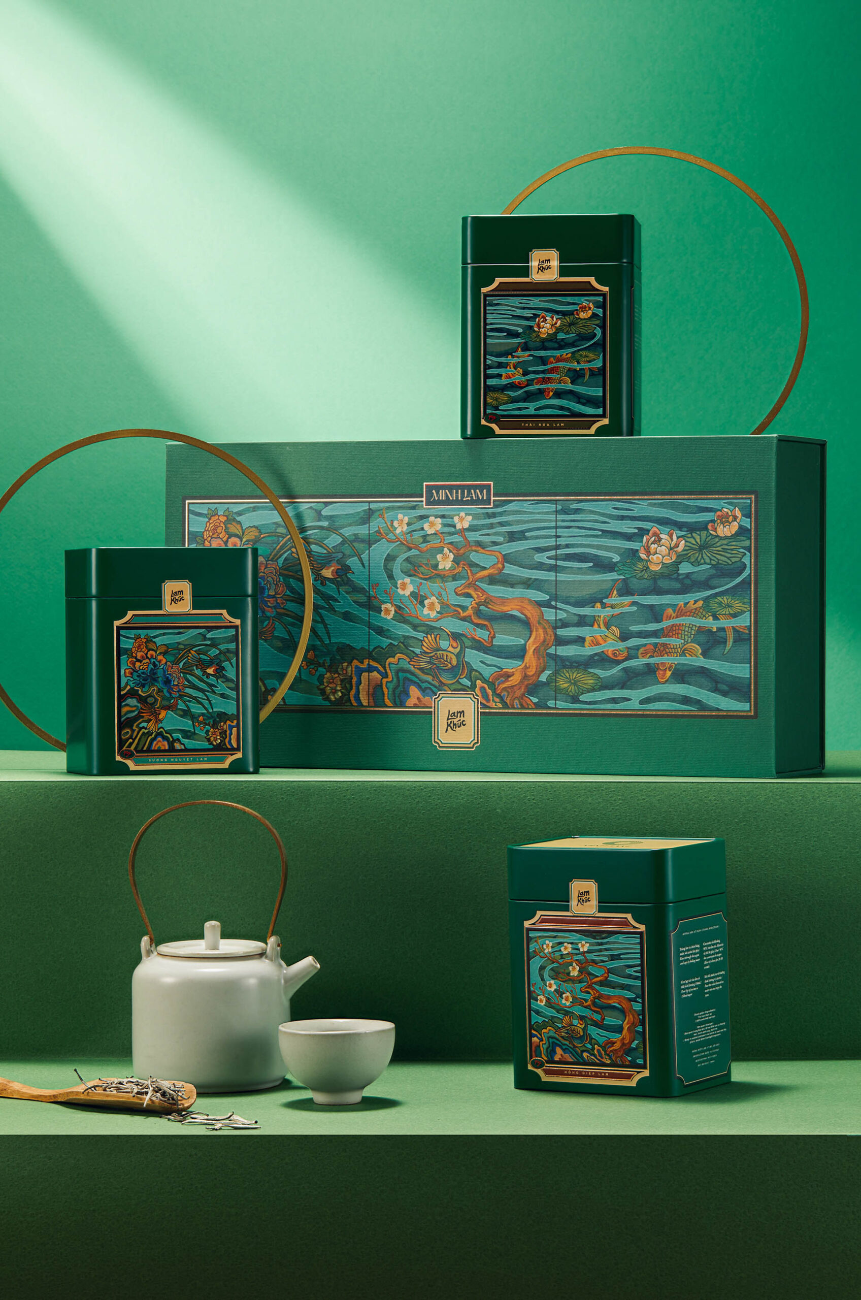 嵐曲越南茶葉包裝設(shè)計，借鑒中國古韻景物繪畫精髓