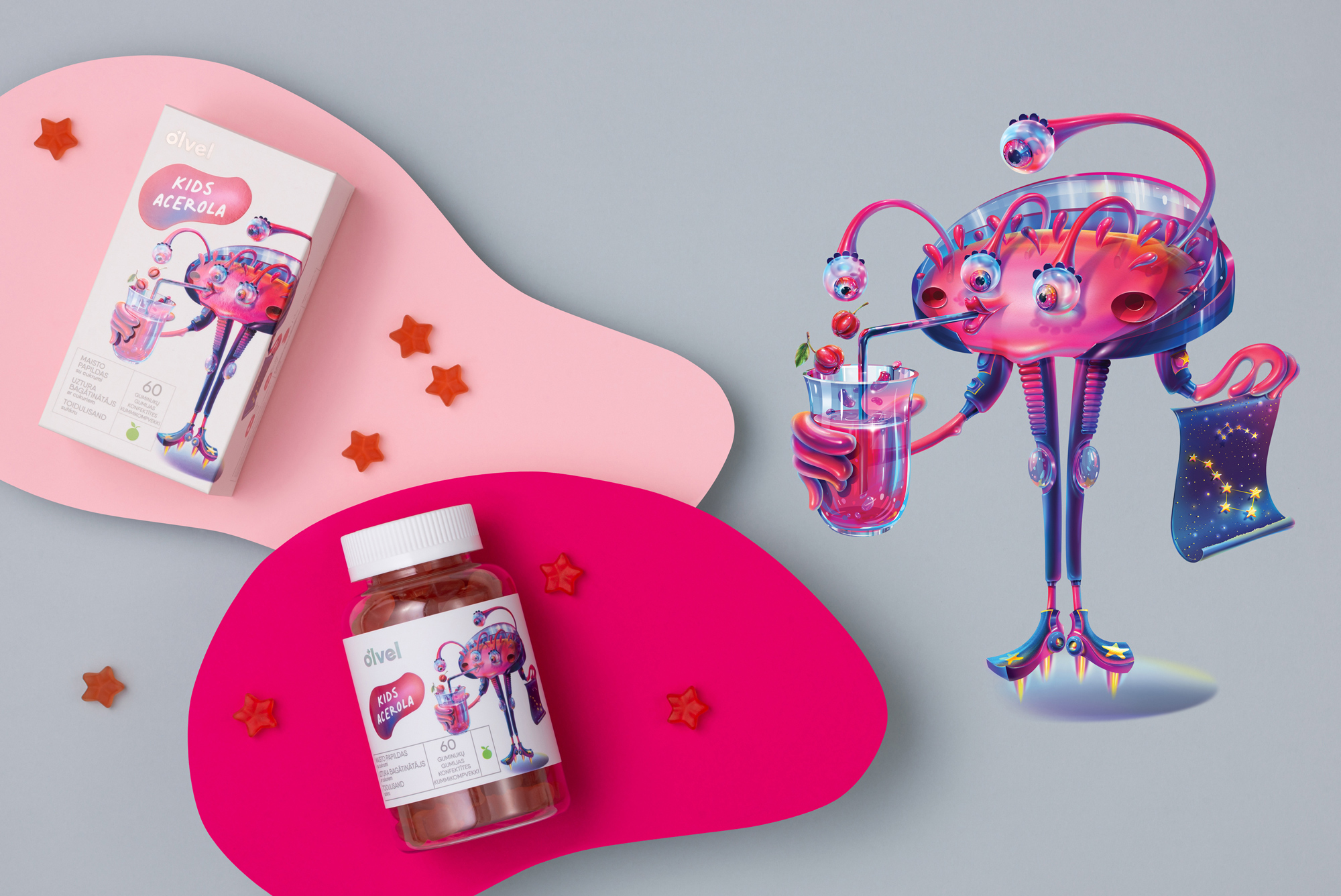 OLVEL 兒童維生素營(yíng)養(yǎng)補(bǔ)充劑保健品包裝設(shè)計(jì)“魔法人物”插畫(huà)