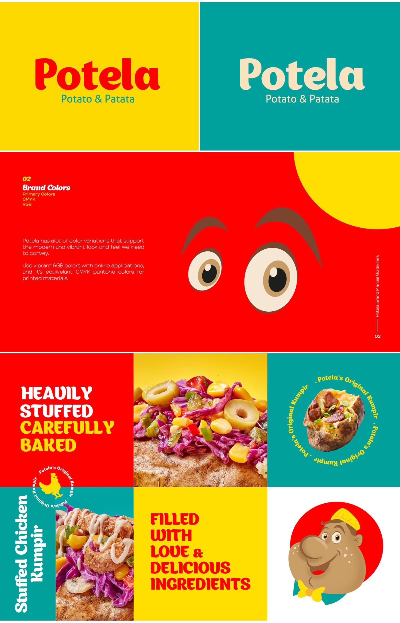 Potela西式餐廳餐飲品牌形象視覺識別vi設(shè)計“豐富配色”與”大鼻子土豆“吉祥物設(shè)計 Potela西式餐廳餐飲品牌形象視覺識別vi設(shè)計“豐富配色”與”大鼻子土豆“吉祥物設(shè)計