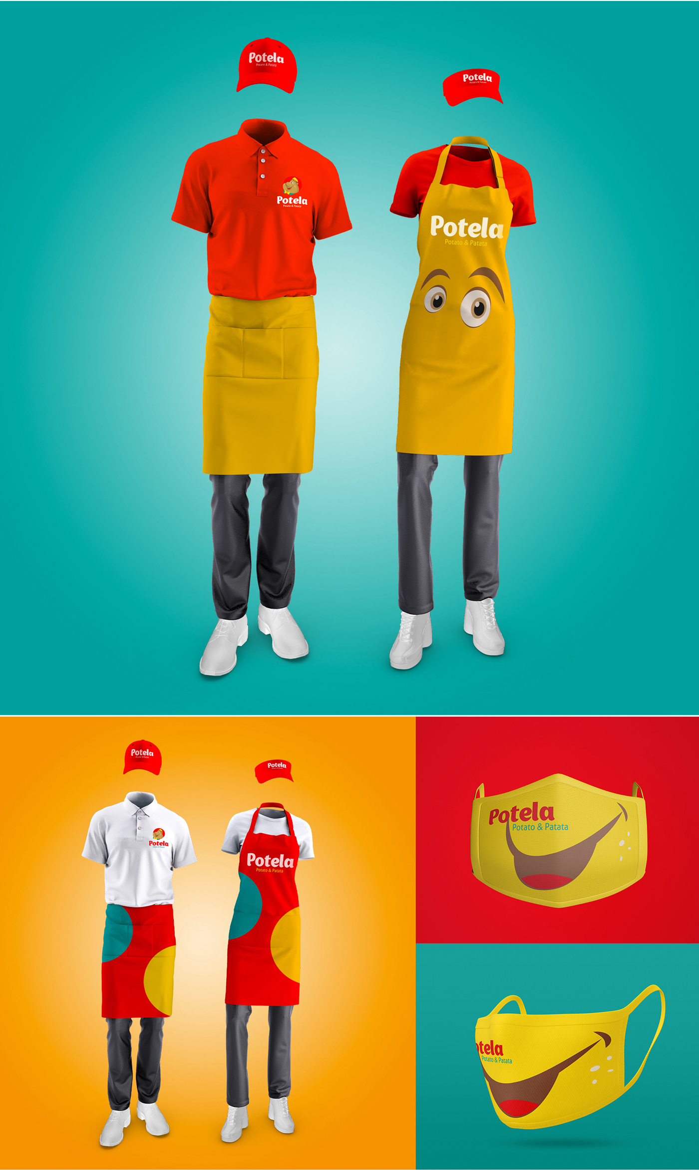Potela餐廳餐飲品牌形象視覺識別vi設(shè)計“豐富配色”與”大鼻子土豆“吉祥物設(shè)計 Potela餐廳餐飲品牌形象視覺識別vi設(shè)計“豐富配色”與”大鼻子土豆“吉祥物設(shè)計
