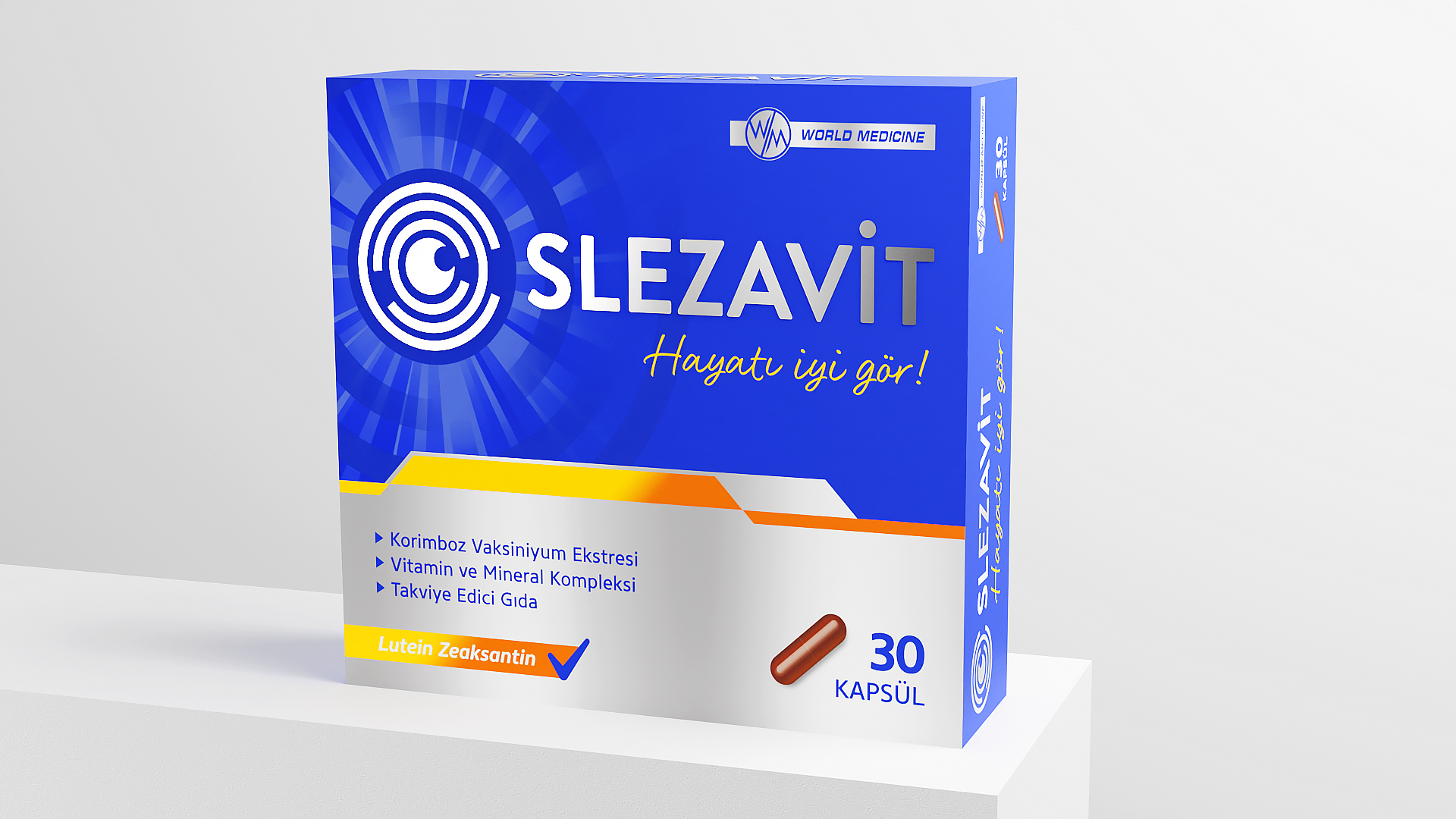 Slezavit 眼睛維生素健康保健品膠囊包裝設(shè)計(jì)，突出品牌商標(biāo)