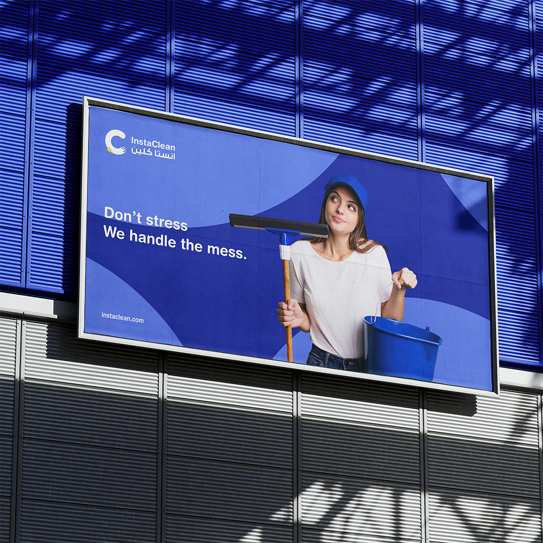 Instaclean房屋清潔服務(wù)公司logo設(shè)計(jì)vi形象設(shè)計(jì)-廣告版式設(shè)計(jì)，淡紫蘭清爽風(fēng)格