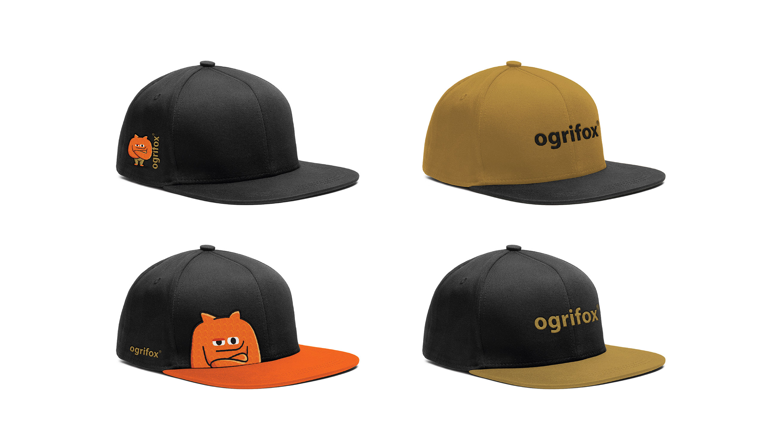 Ogrifox 安全防護服手套帽子工具工作服服飾“狐貍巨人”品牌卡通吉祥物設計及物料應用-帽子 Ogrifox 安全防護服手套帽子工具工作服服飾“狐貍巨人”品牌卡通吉祥物設計及物料應用-帽子