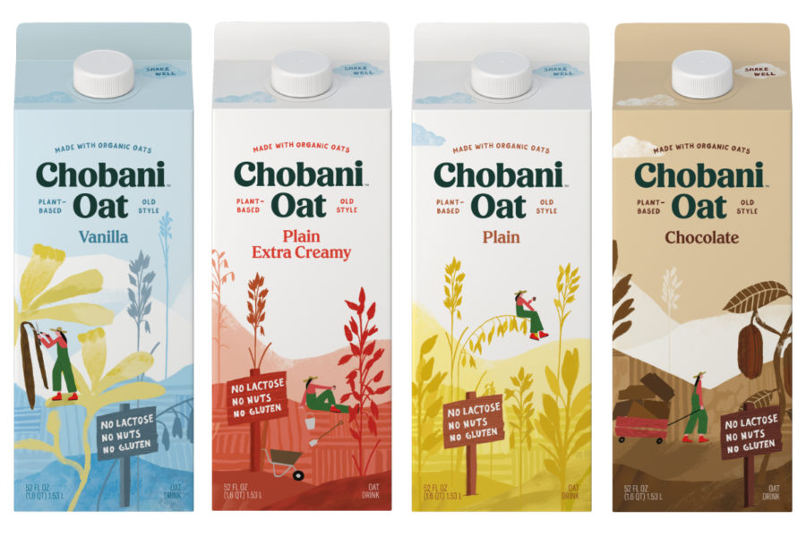 chobani.oat 燕麥牛奶乳制品包裝設(shè)計，清新燕麥插畫