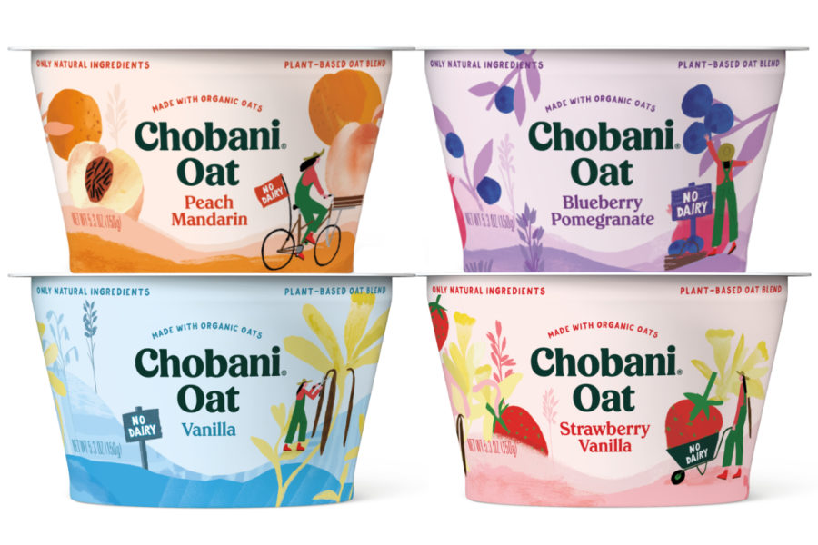 chobani.oat 燕麥牛奶乳制品包裝設(shè)計，清新燕麥插畫