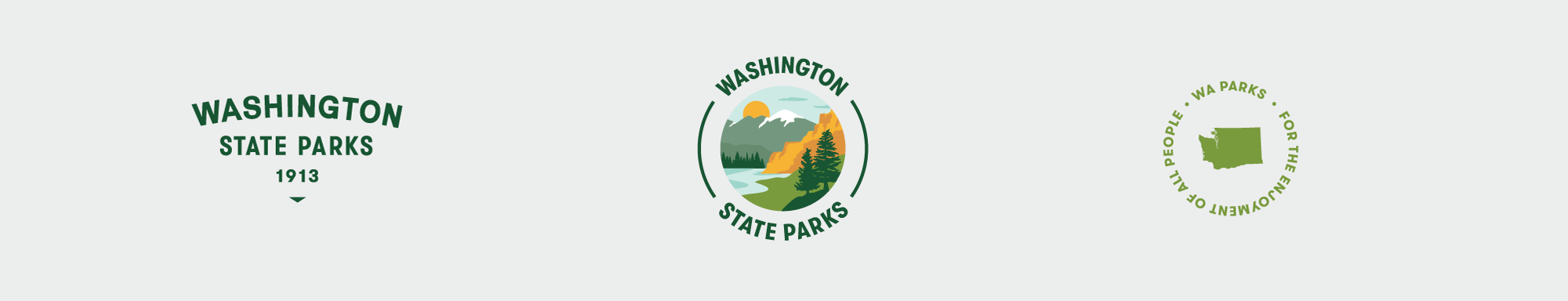 華盛頓州立公園logo設(shè)計(jì)，展示主要地形地標(biāo)特點(diǎn)