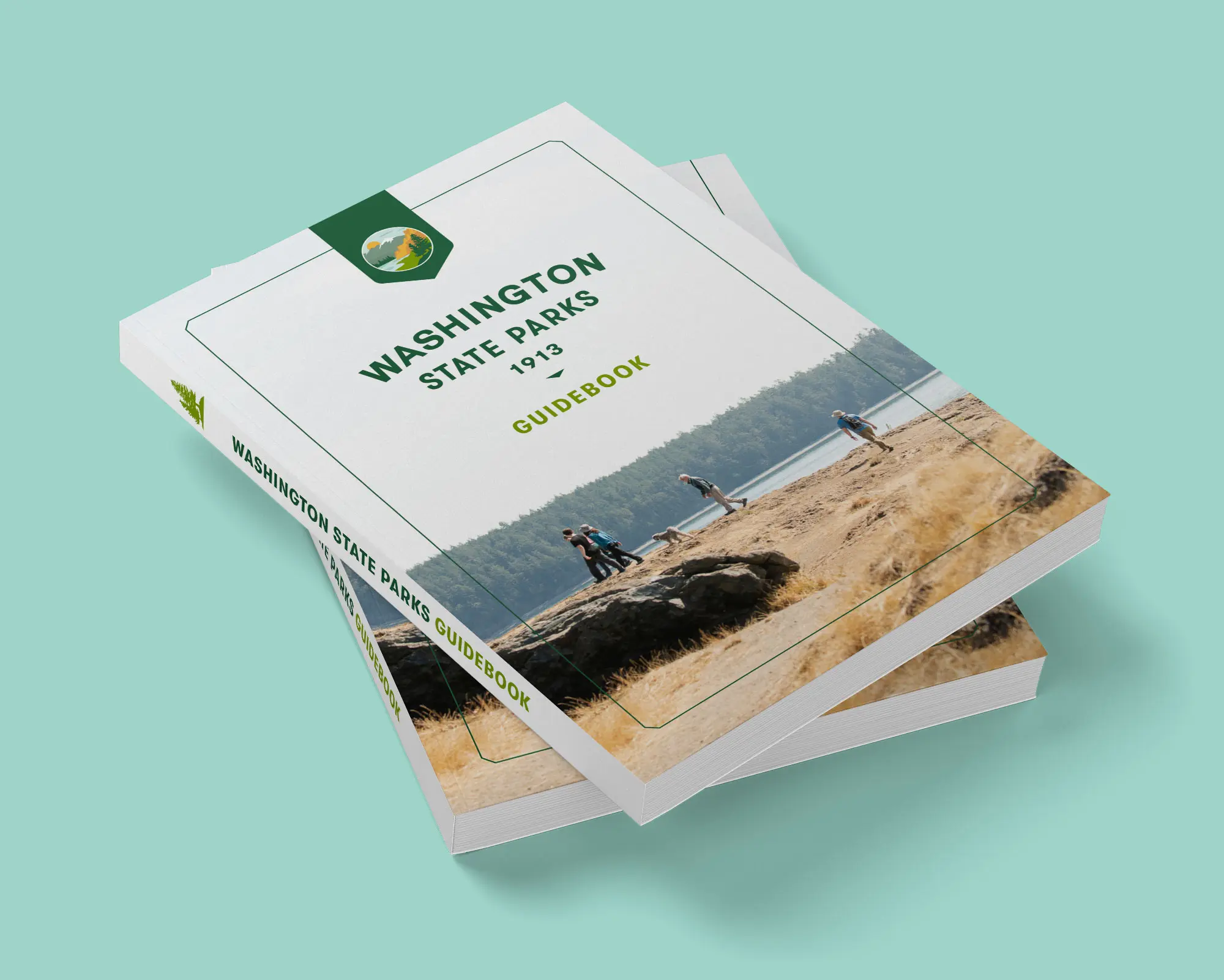 華盛頓州立公園logo設(shè)計(jì)，展示主要地形地貌特點(diǎn)-公園冊(cè)子