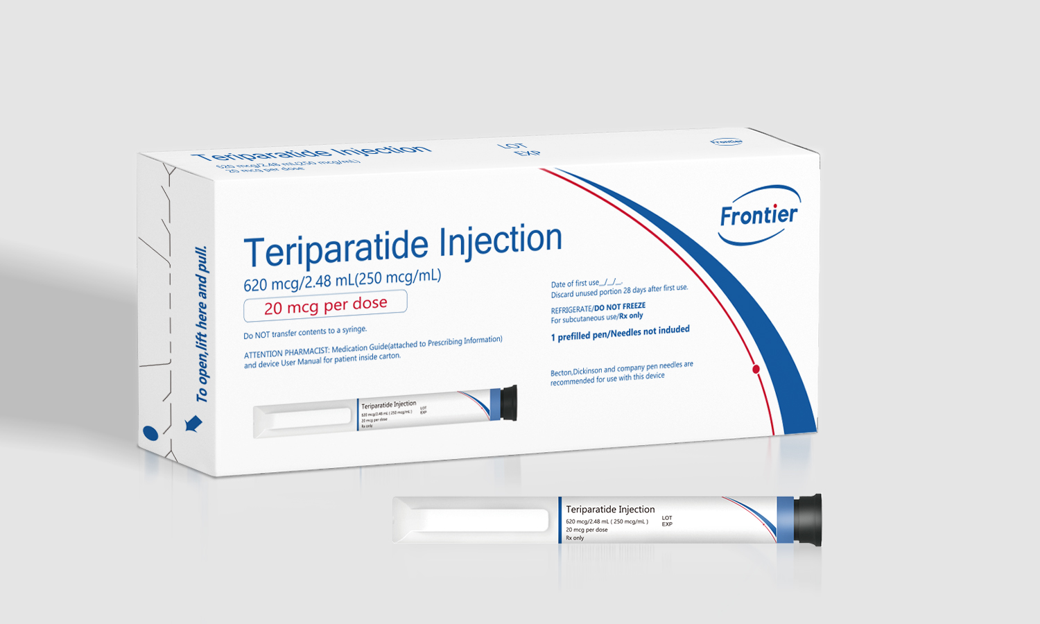 frontier前沿生物特立帕肽注射筆出口產(chǎn)品包裝設(shè)計內(nèi)襯設(shè)計