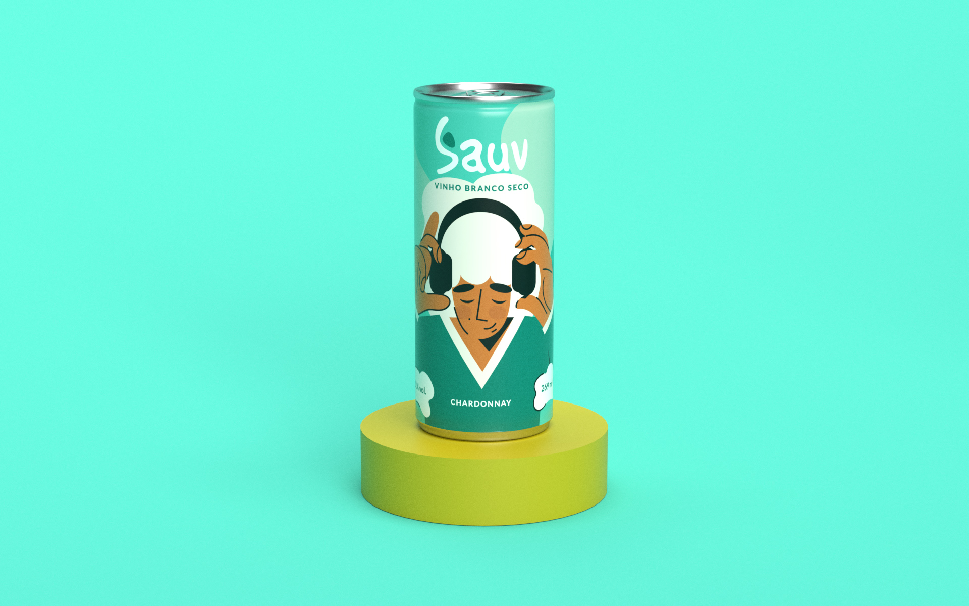 Sauv罐裝葡萄酒標(biāo)簽包裝設(shè)計和時尚人物插圖，開發(fā)年輕人更廣泛日常使用場景